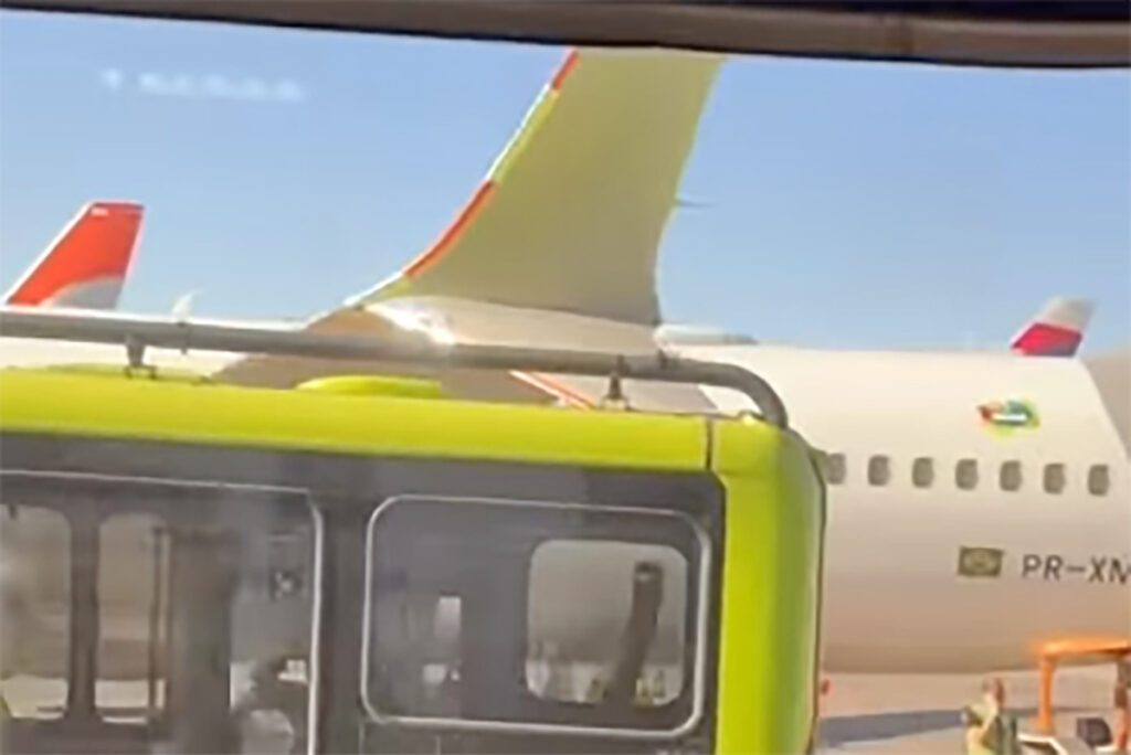 Ônibus atinge asa de avião da Gol durante embarque no Aeroporto de Guarulhos